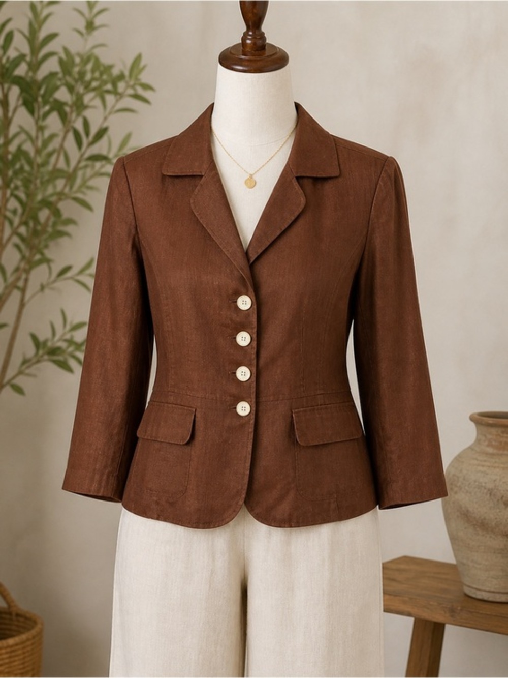 Vintage JG Hook Brown Career Blazer Size 10 | Structured Button Front Jacket